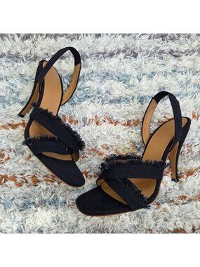 Off-White Black Denim Slingback High Heel Sandal Size 39